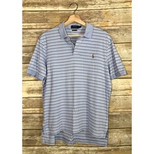 Polo Ralph Lauren Pima Cotton Soft Touch Striped Polo Shirt Mens Large Blue